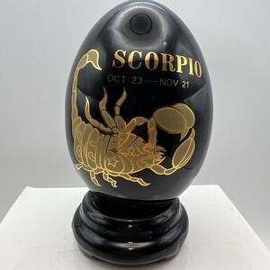 Scorpio Zodiac Egg Figurine Black Lacquer w/Gold Foil Scorpion Oct 23 - Nov 21